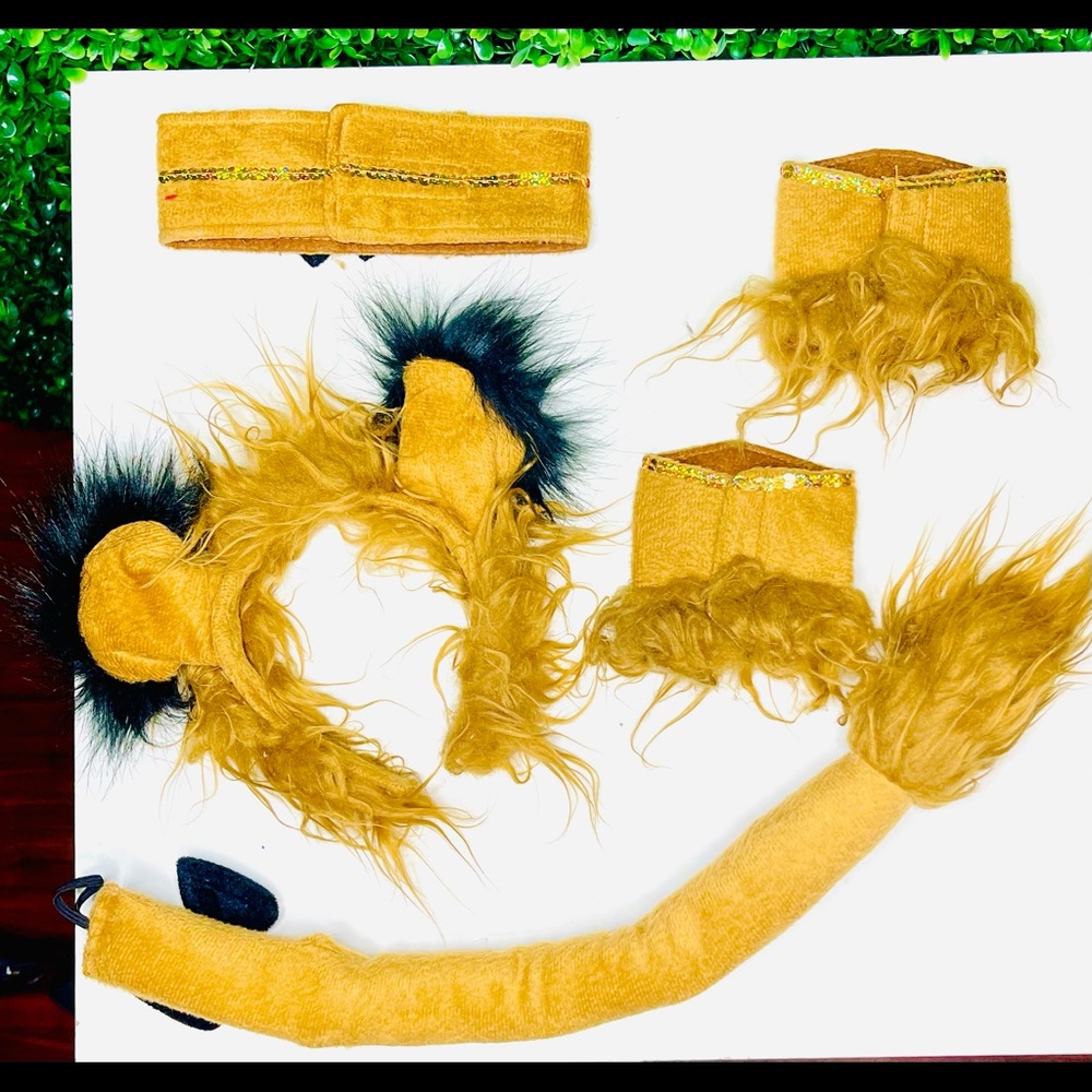 Lion 5 Piece Costume Set : Headband, Cuffs, Choker & Tail